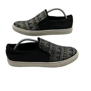 Whirl Slip On Canvas Women 10 Geometric black gold silver geometric rhinestones